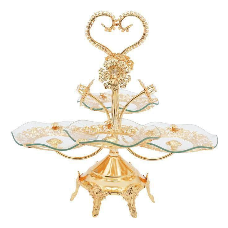 شياله حلويات دهبي ٤طبق زجاج