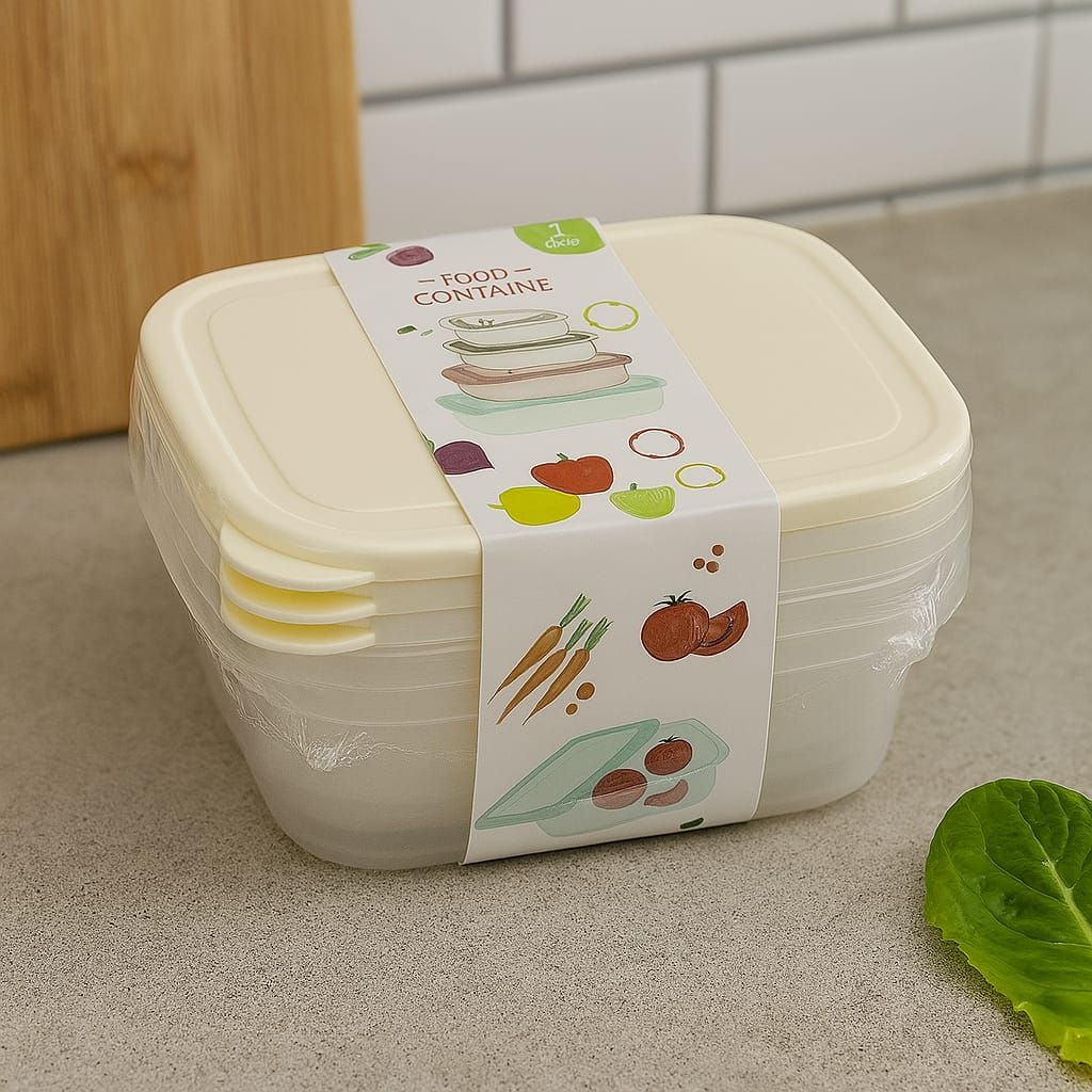 طقم ثلاجه 5ق مستطيل غطاء ابيض