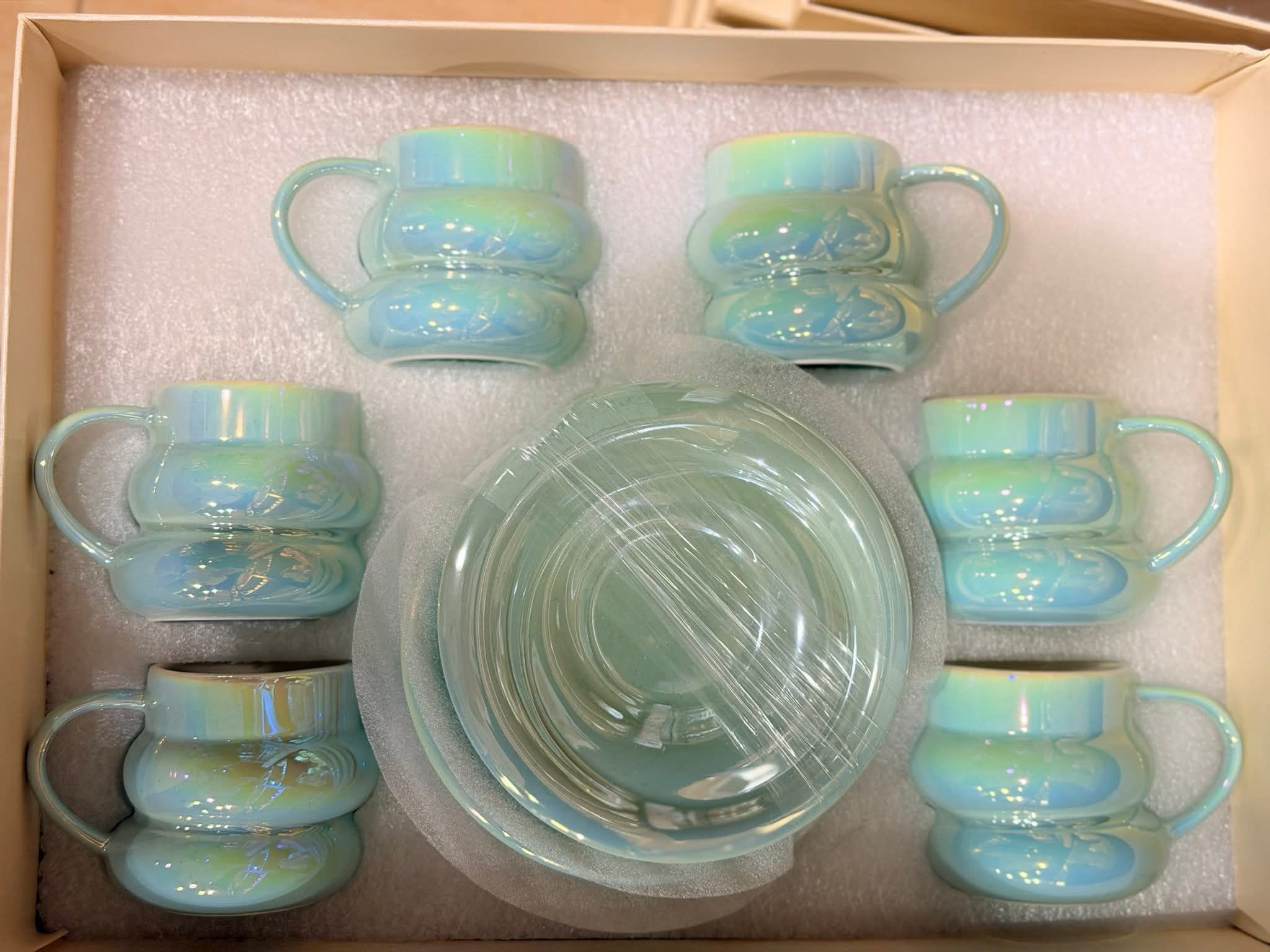 طقم قهوه بورسلين 12ق بالطبق جرين دوار لامع