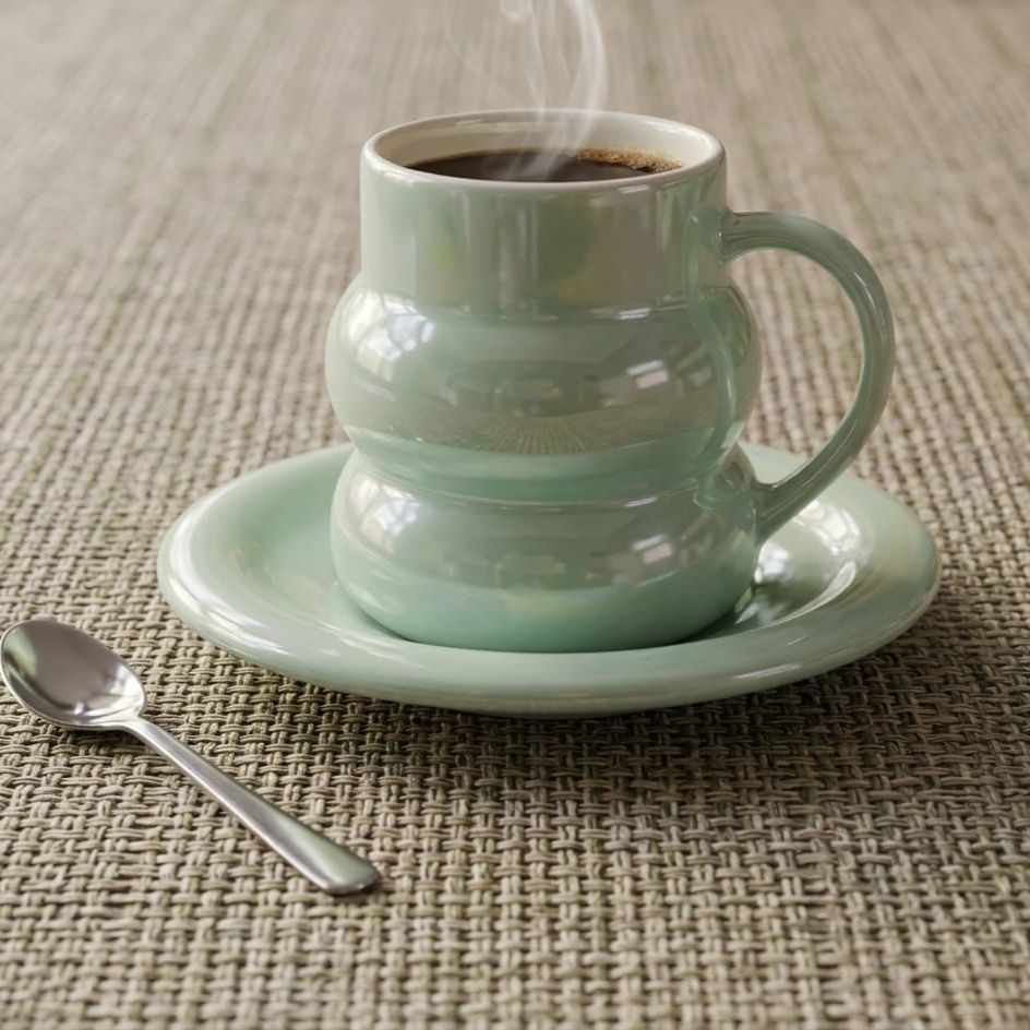 طقم قهوه بورسلين 12ق بالطبق جرين دوار لامع